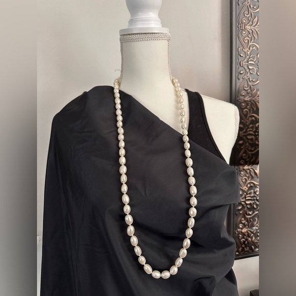 VTG Glass Pearl Necklace And Knotted Cream Color Estate Jewelry Statement 5382 B - Picture 2 of 12